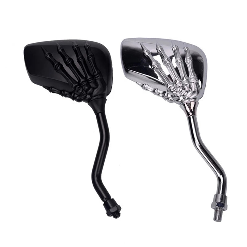 Universal Motorcycle Rearview Mirror With 8mm/10mm Screw Scooter Back Side Mirror Modification Skull Craw Refit Motorbike Side