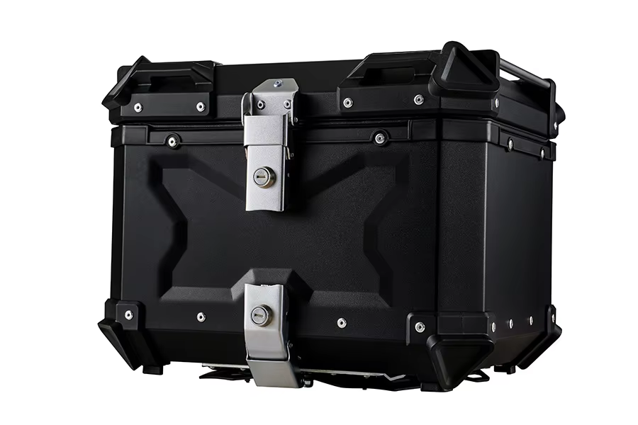 Available 36L Aluminum Motorcycle Tailbox Premium Durable Removable Flat Emboiled Black and Silver
