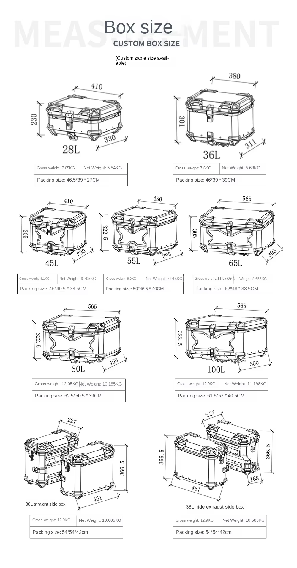 Aluminum Alloy Trunk 28L/36L/45L/55L/65L/80L Motorcycle Trun