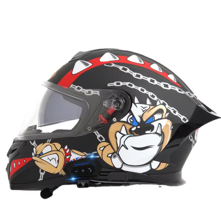 Motorcycle Helmet, Male and Female Large Tail Wing, Dual Lenses, Bluetooth Full Helmet, Motorcycle Off-road Helmet