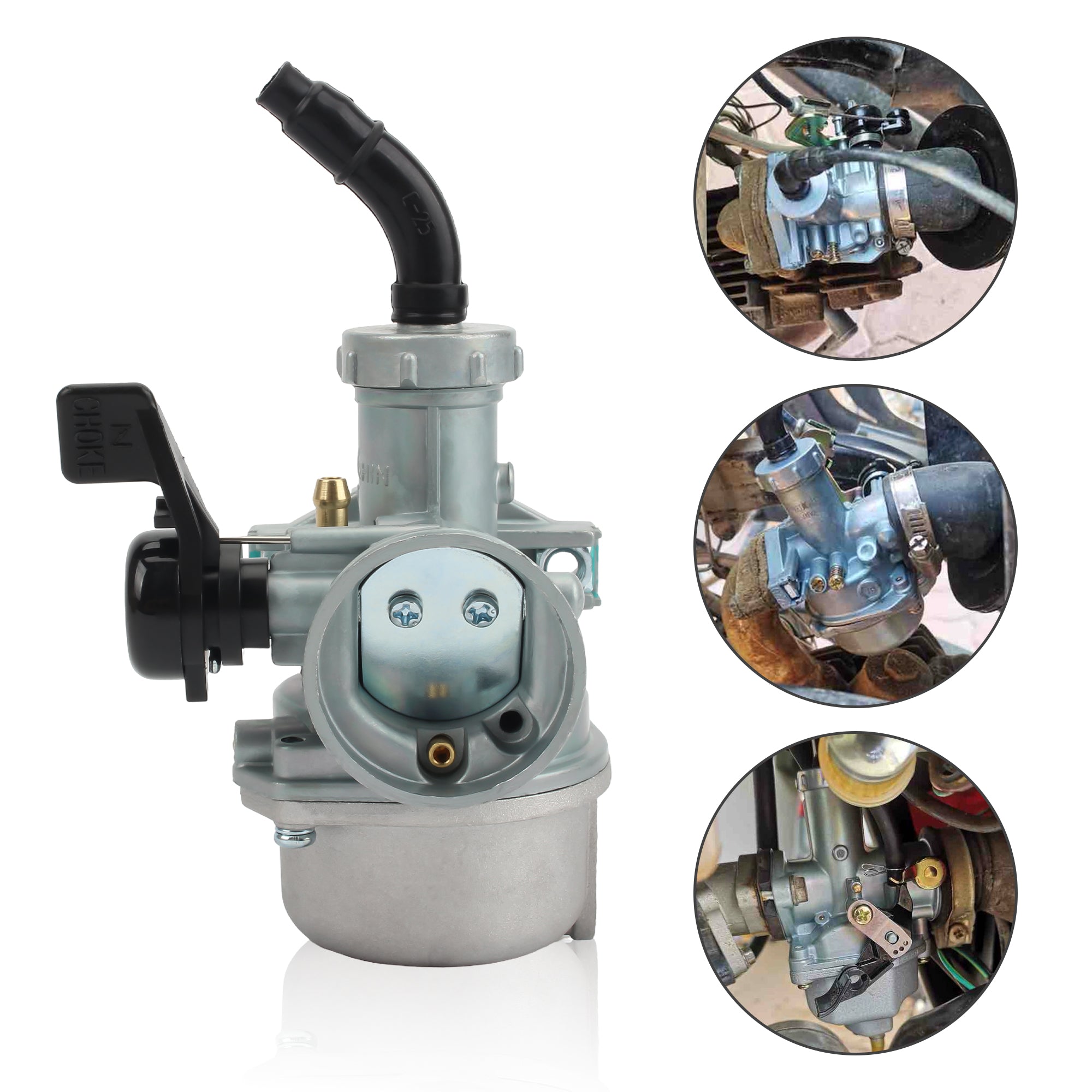 Motorcycle Carburetor Engine PZ22 22mm Carburetor Silver CE Alloy 2 Stroke Carburetor