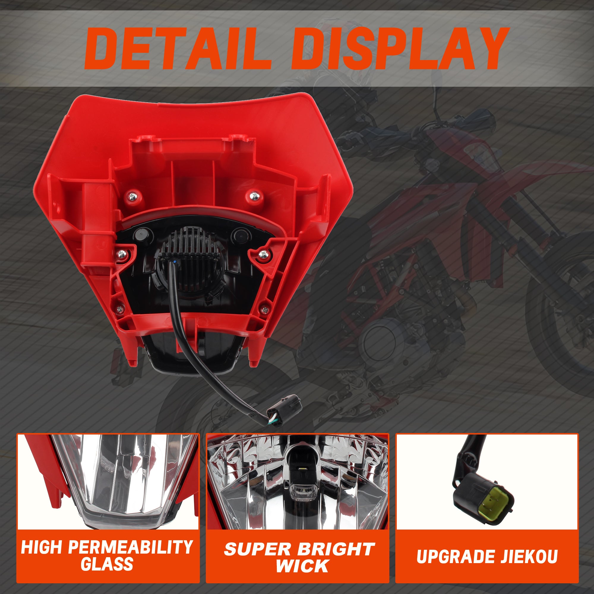 2024 Motorcycle Supermoto Head Lights Fairing Headlamp Dirt Bike Head Light for GASGAS EX EC 300 350F 400F 450F 500F Enduro