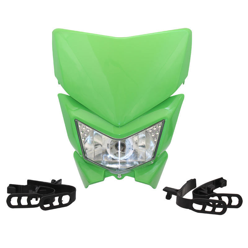 PowerMotor Motorcycle Headlight Headlamp Motorbike Mask Refires 35W 12V 4WD for KLX450 250 Dirt Bikes Motocross HL105 Halogen