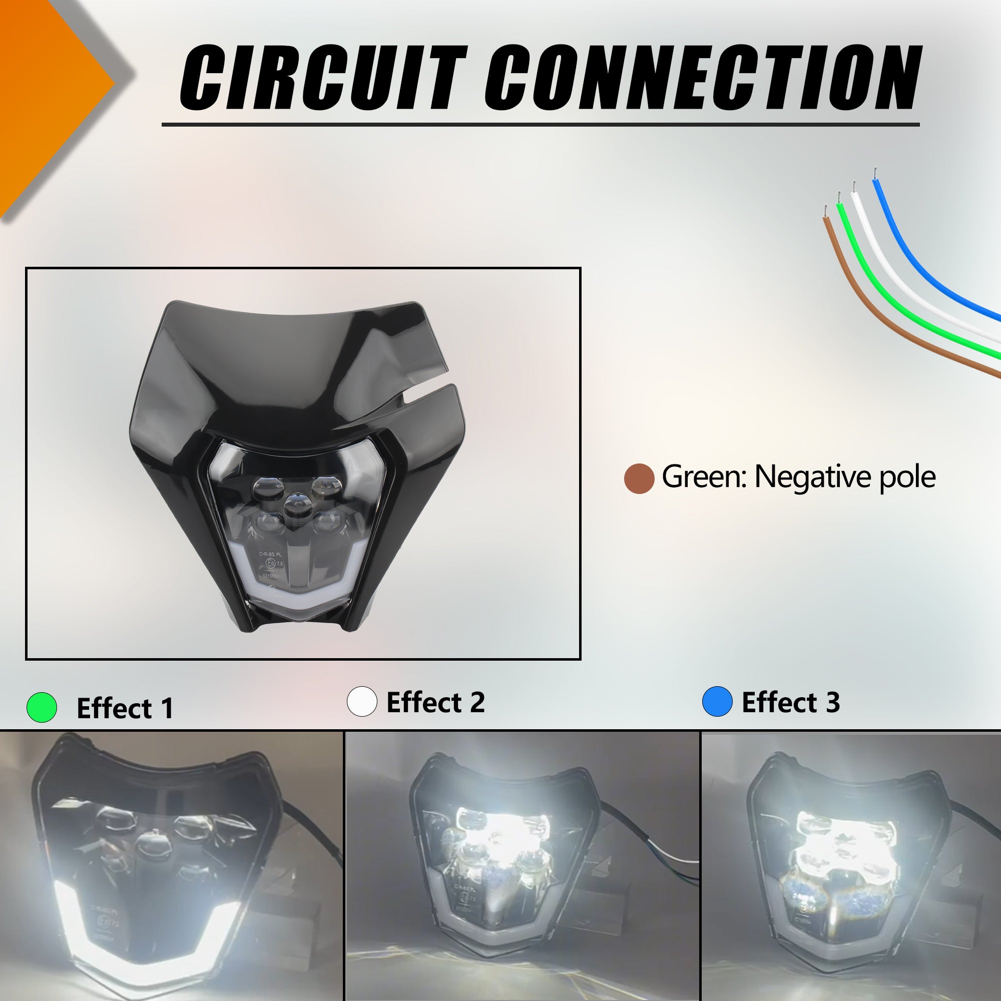 For KTM EXC XC SX MX XC 125 250 300 450 Motorcycle Dirt Bike LED Headlight Plate Enduro 2014 2015 2016-2023 Supermoto Headlamp