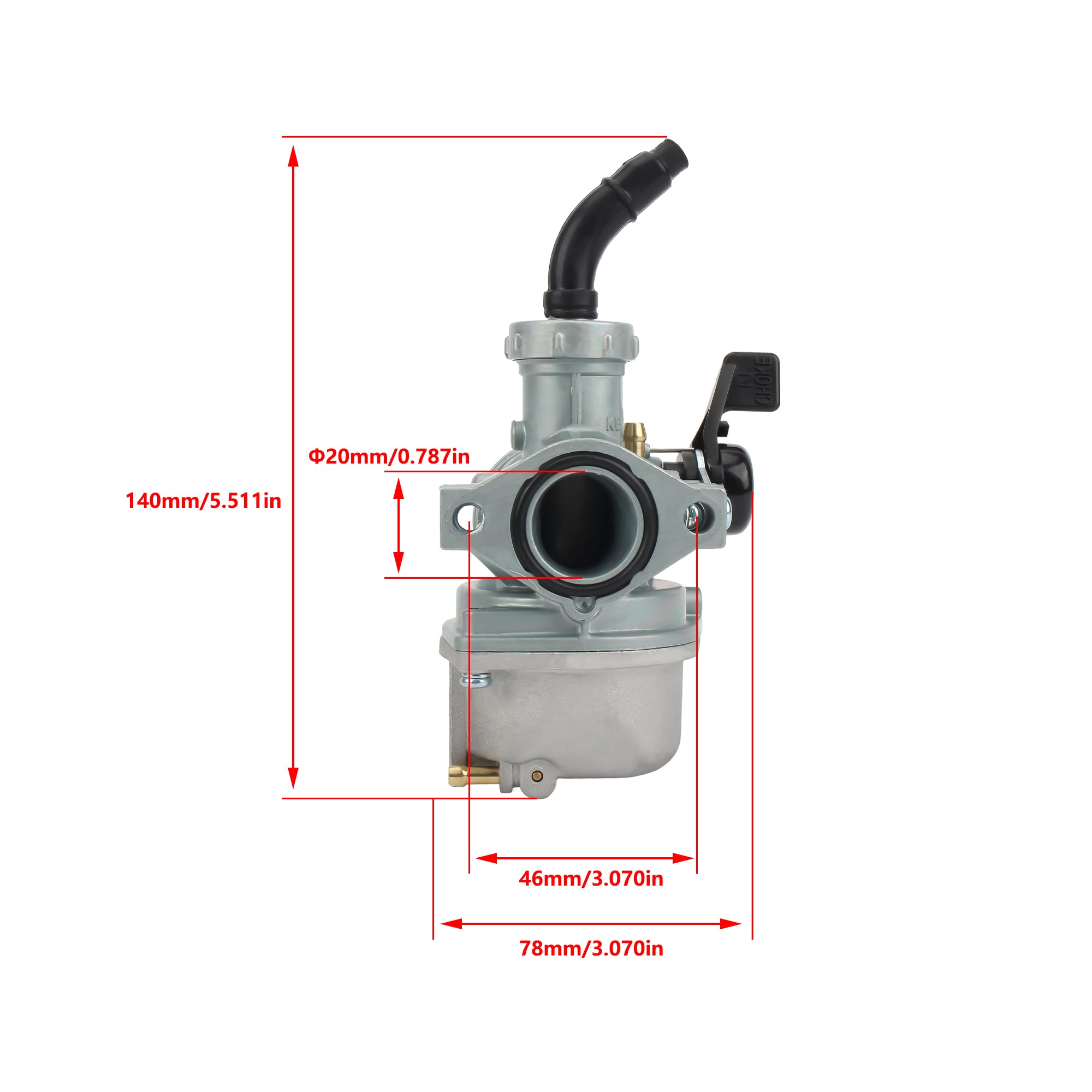 Motorcycle Carburetor Engine PZ22 22mm Carburetor Silver CE Alloy 2 Stroke Carburetor
