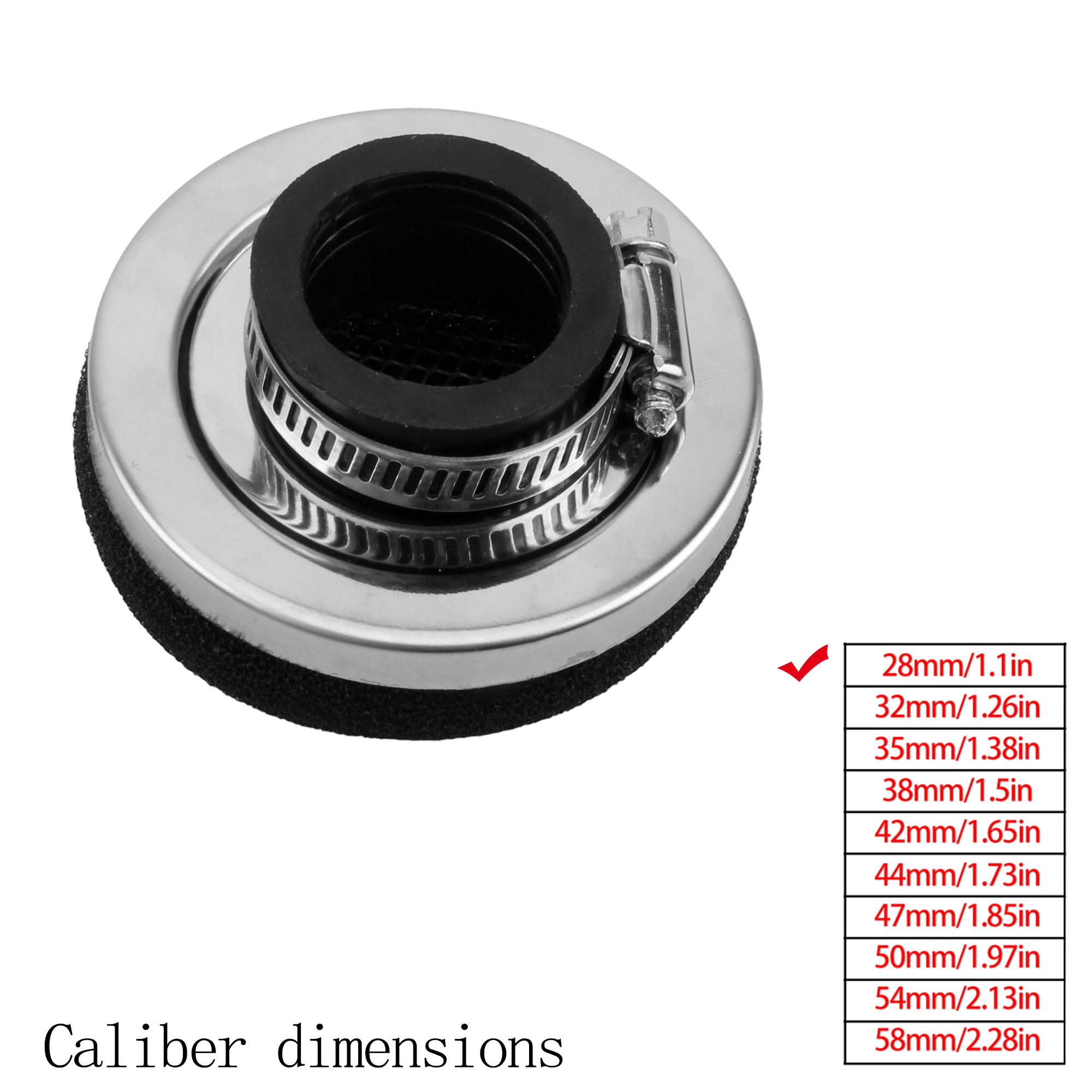 Motorcycle Motocross Scooter Black Red Sponge Cleaner Air Filter 2 Stroke Engine Parts 28/32/35/38/42/45/50/54/58MM