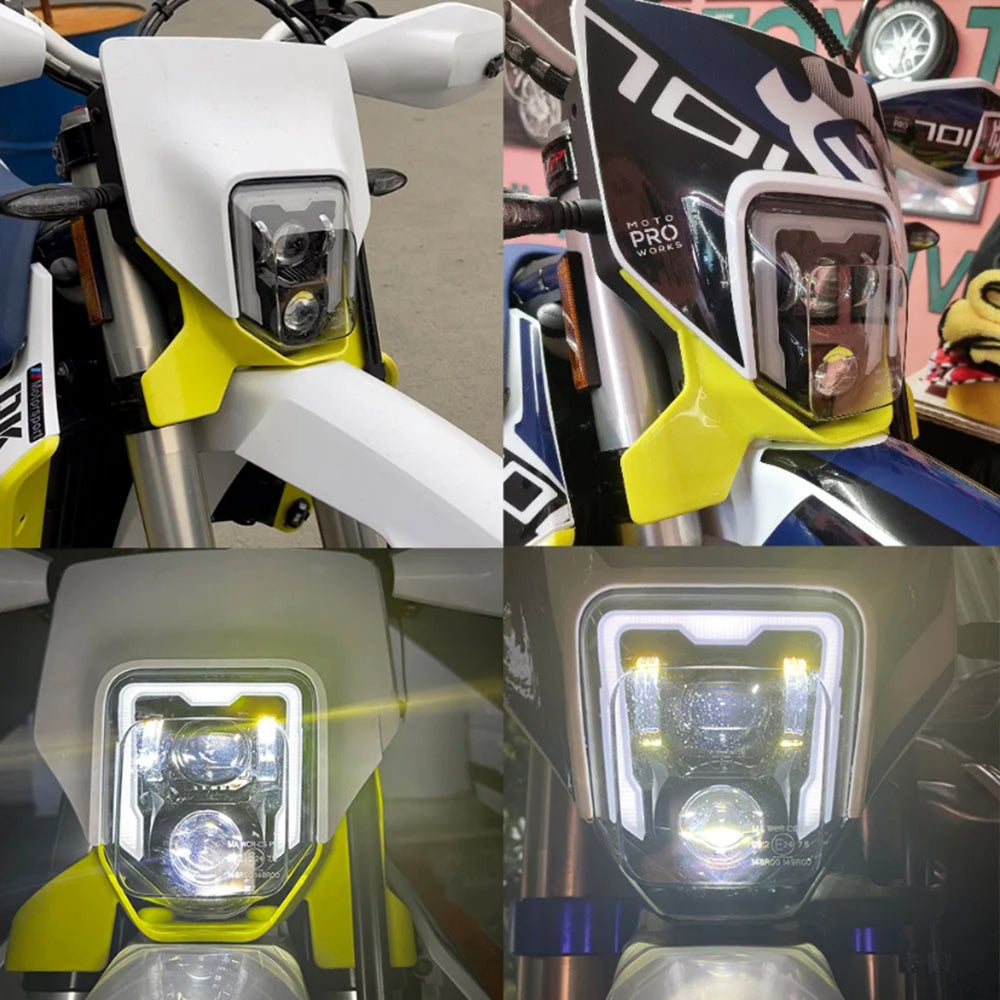 Motocross LED Headlight Wick Enduro Dirt Bike FE FX TE TC 2015-2022 6500K Universal 12V 36W 78W Black Head Lamp