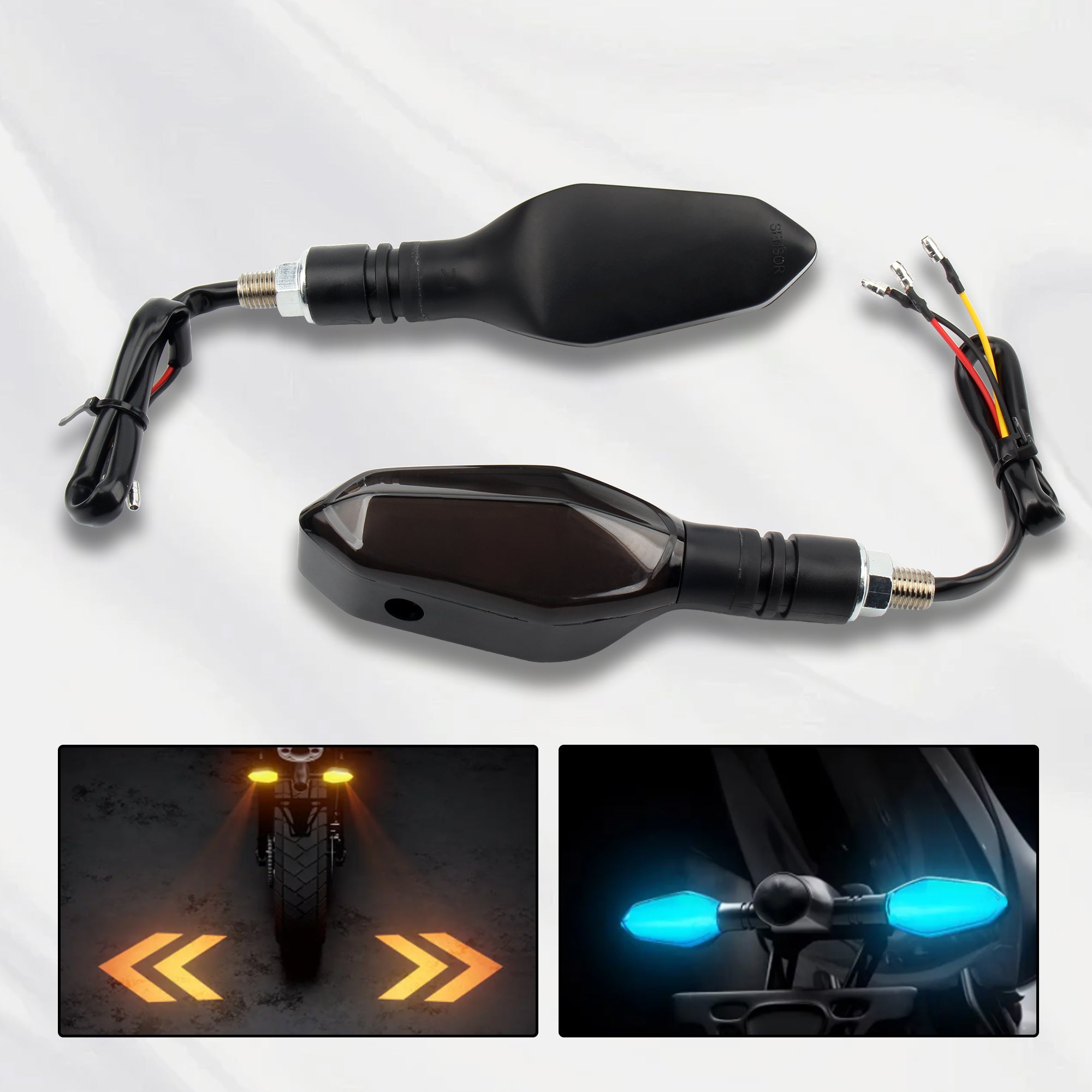 Universal Motocross LED Turn Signal Lamp Warning Light 2PCS Motorbike Motorcycle Projection Lamp Turning Flowing Flash Light