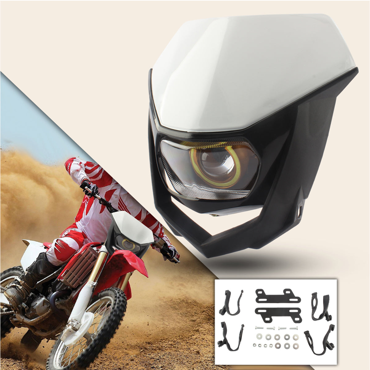 Motorcycle Led Headlight Cafe Racer for Yamaha YZ Honda CRF Suzuki Universal Head Light 35W Enduro Dirt Bike Motocross HeadLamp