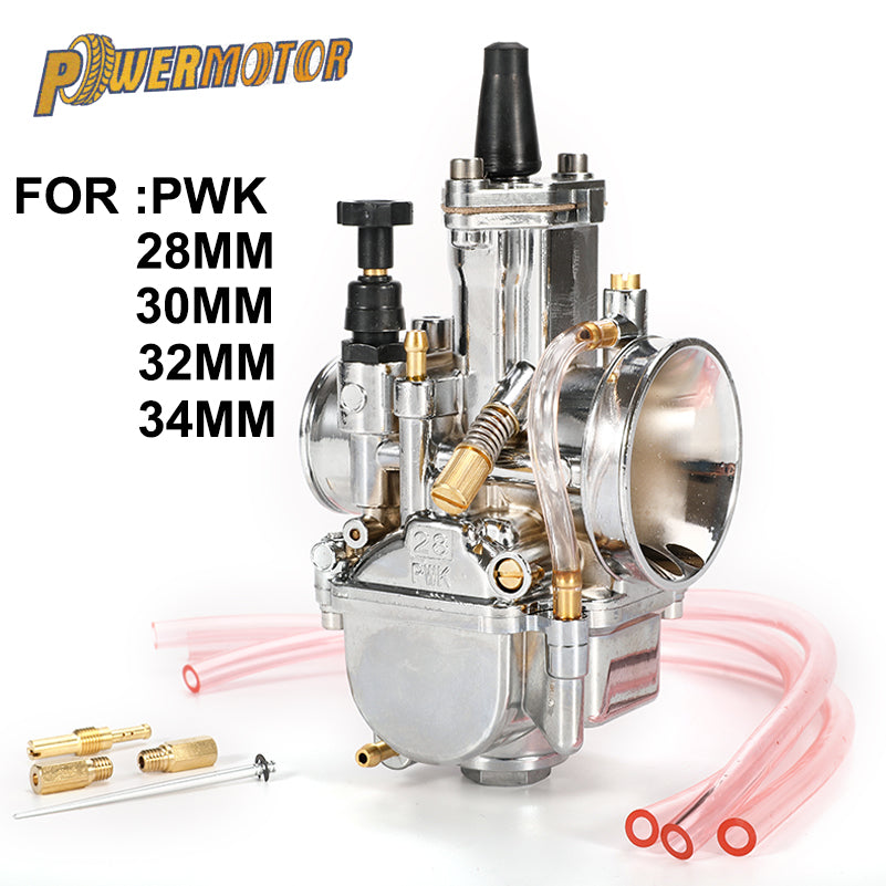 Universal PWK 28 30 32 34mm Carburetor Motorcycle Carburador Power Jet for Yamaha Mikuni Koso Silver Aluminum Alloy 90 Days 10cm