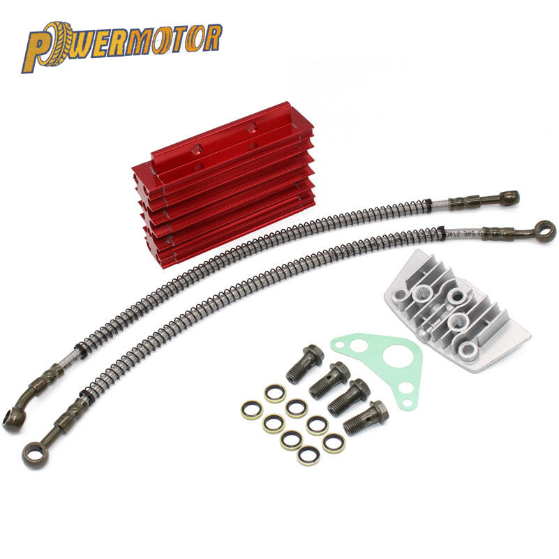 Motorcycle CNC Oil Cooler Kit Radiator Aluminium Adapter Engine Cylinder Cover Cooling for ATV Pit Dirt Bike Motocross 50CC-110c