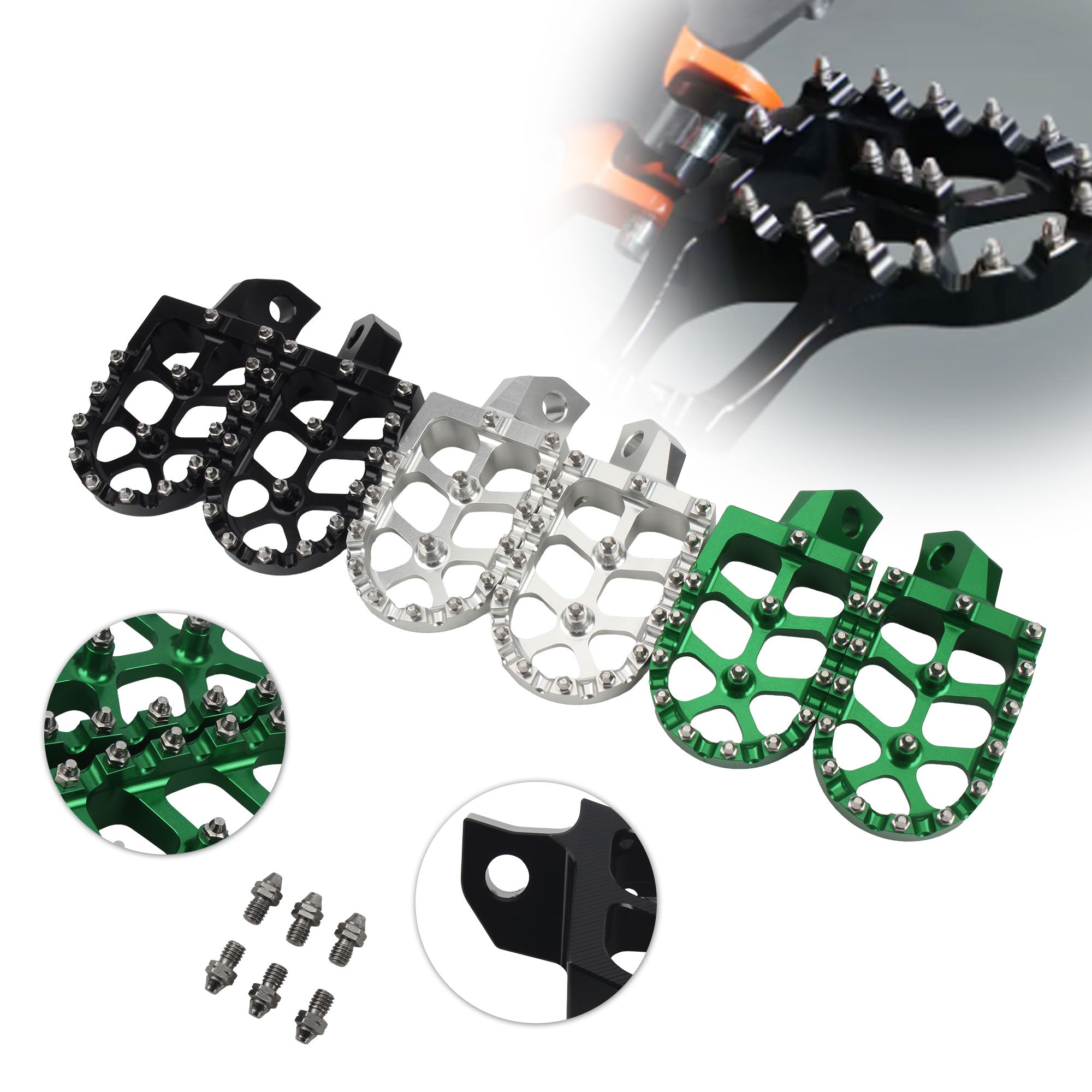 For Kawasaki KLX 250 650 300R 250s KLR650 R Motorcycle CNC Foot Pegs KLX KLX650R KLX300SM Motorbike Pedals FootRest