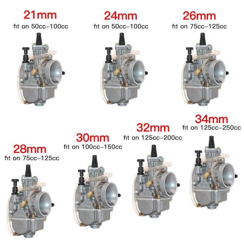 2T 4T Motorcycle Carburador Koso 34mm Carburetor Pwk 21 24 26 28 30 32mm Aluminum Sliver Zama Carburetor Pit Bike Carburetor