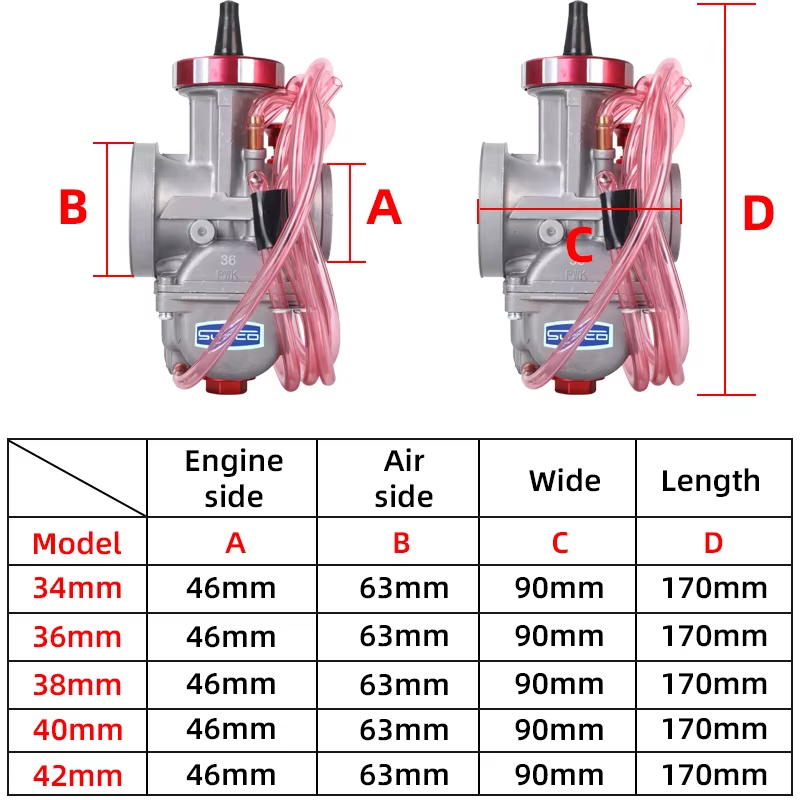 PWK 34mm 36mm 38mm 40mm 42mm Universal Motorcycle Carburador Carburetor for Suzuki Yamaha Honda ATV UTV Scooter