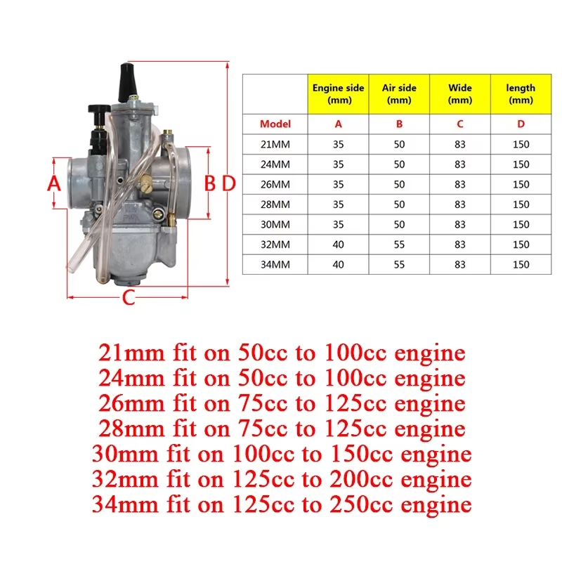 Koso OKO Motorcycle Universal Carburetor PWK 21 24 26 28 30 32 34mm 2T 4T Carburador With Power Jet for Racing Moto ATV Go Karts