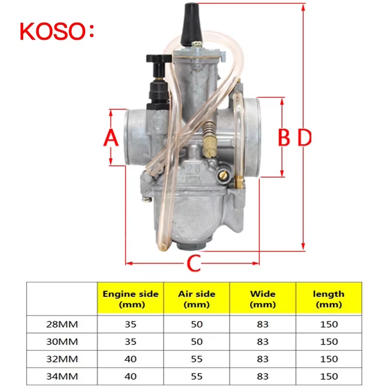 Koso OKO Motorcycle Universal Carburetor PWK 21 24 26 28 30 32 34mm 2T 4T Carburador With Power Jet for Racing Moto ATV Go Karts