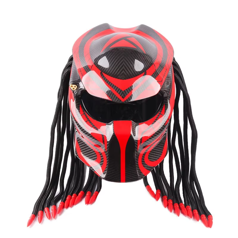 Personalized Red Motorcycle Helmet Predator Full Face Special-shaped Carbon Fiber Retro Motorcycle Helmet Explosive Products