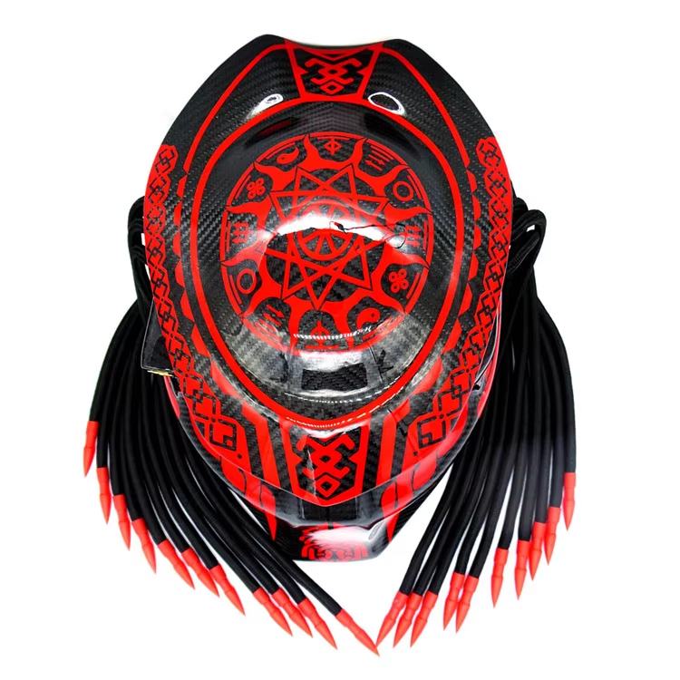 Personalized Red Motorcycle Helmet Predator Full Face Special-shaped Carbon Fiber Retro Motorcycle Helmet Explosive Products