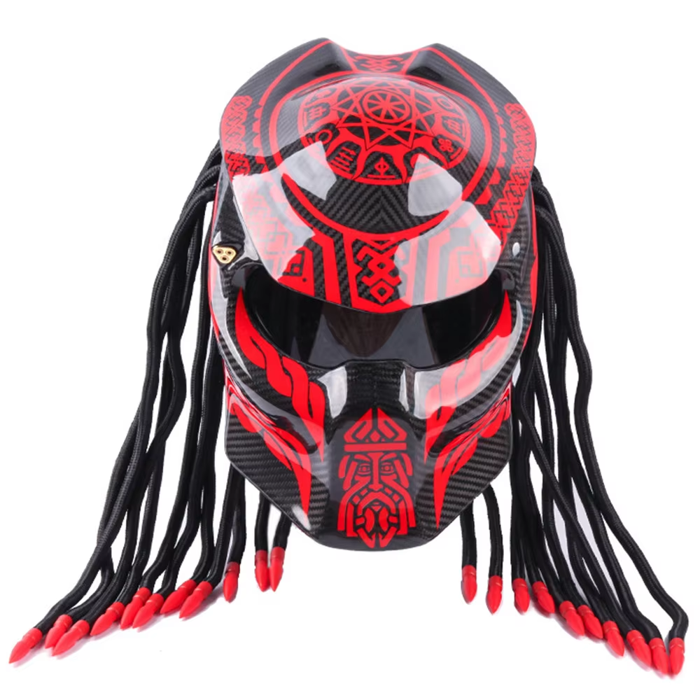 Personalized Red Motorcycle Helmet Predator Full Face Special-shaped Carbon Fiber Retro Motorcycle Helmet Explosive Products