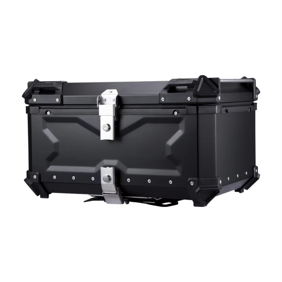 Available 36L Aluminum Motorcycle Tailbox Premium Durable Removable Flat Emboiled Black and Silver