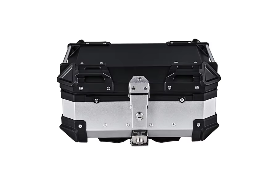 Available 36L Aluminum Motorcycle Tailbox Premium Durable Removable Flat Emboiled Black and Silver