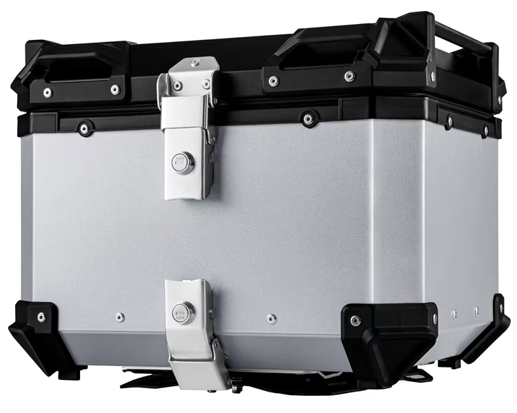 Available 36L Aluminum Motorcycle Tailbox Premium Durable Removable Flat Emboiled Black and Silver