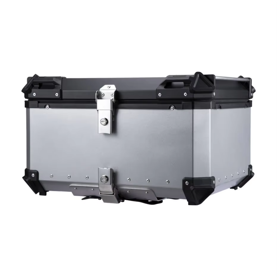 Available 36L Aluminum Motorcycle Tailbox Premium Durable Removable Flat Emboiled Black and Silver