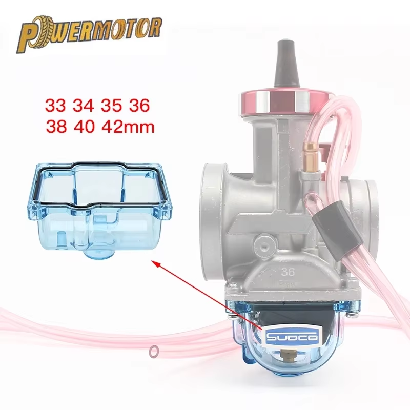 PowerMotorPWK Motorcycle Transparent Carburetor Clear Bottom Float Bowl Oil Cup Fit for 36-42mm Big Bore Carb