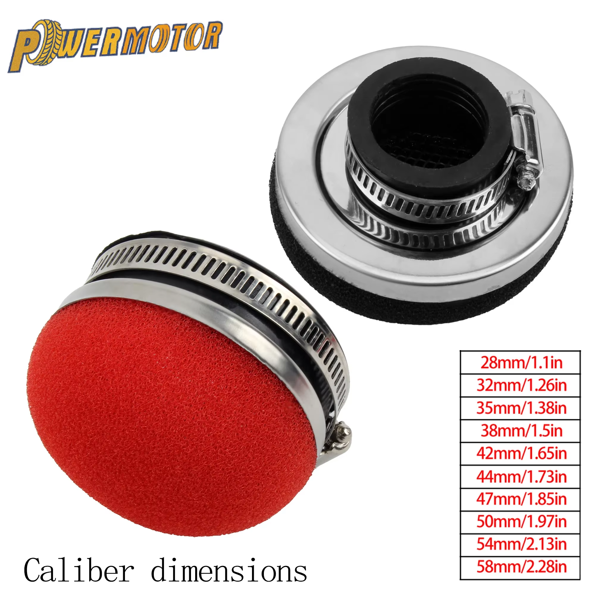 Motorcycle Motocross Scooter Black Red Sponge Cleaner Air Filter 2 Stroke Engine Parts 28/32/35/38/42/45/50/54/58MM