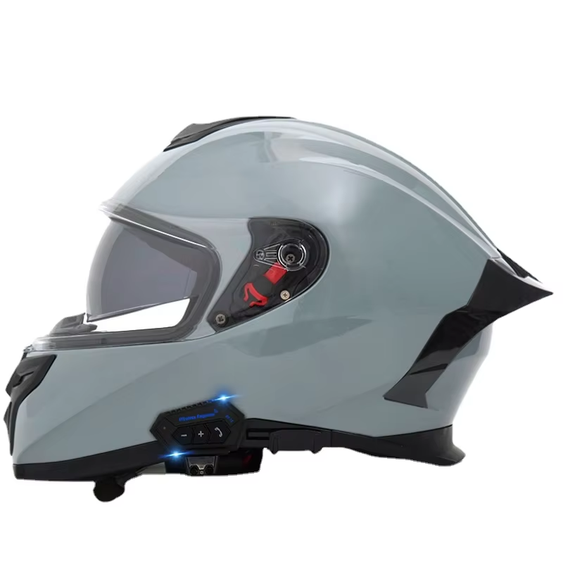 Motorcycle Helmet, Male and Female Large Tail Wing, Dual Lenses, Bluetooth Full Helmet, Motorcycle Off-road Helmet