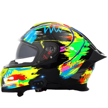 Motorcycle Helmet, Male and Female Large Tail Wing, Dual Lenses, Bluetooth Full Helmet, Motorcycle Off-road Helmet