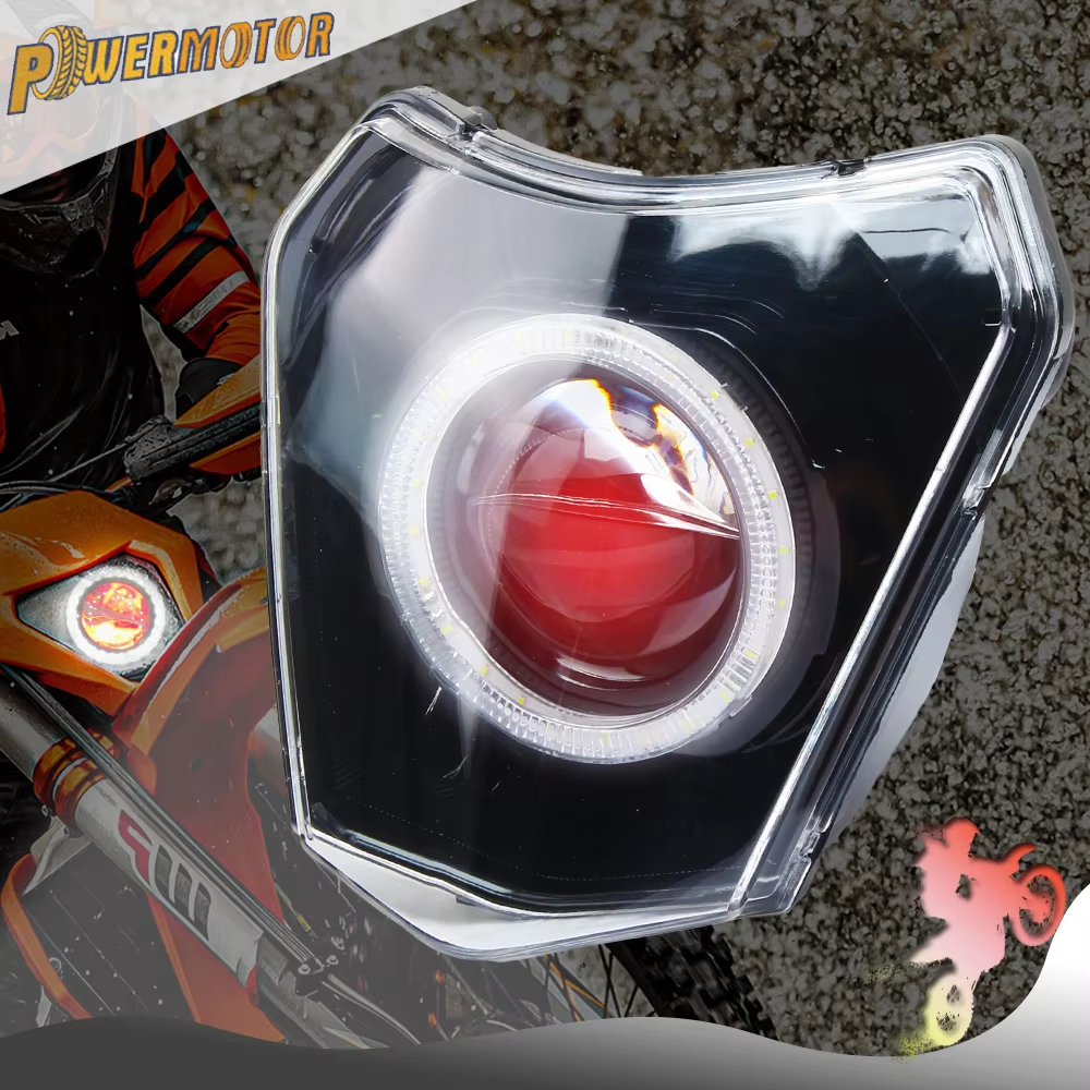 Motorcycle Headlight LED Plate Enduro Fairing for KTM EXC 250 300 Round Wick Headlamp Dirt Bike Motocross Supermoto Accessories