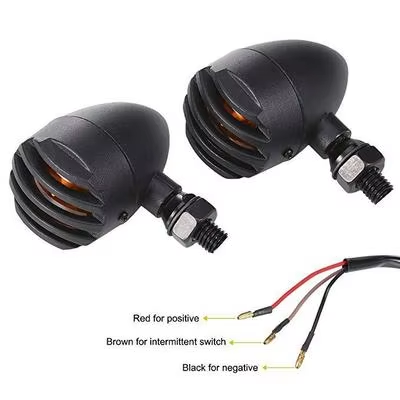 PowerMotor Motorcycle Retro Fence Turn signal Tail Light Suitable signal Turn for All Models Black Led Turn Signals