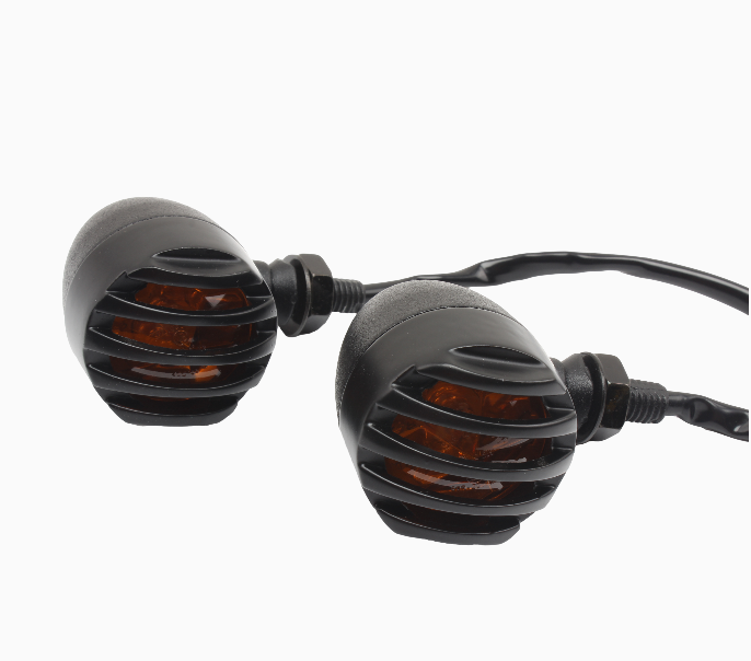 PowerMotor Motorcycle Retro Fence Turn signal Tail Light Suitable signal Turn for All Models Black Led Turn Signals