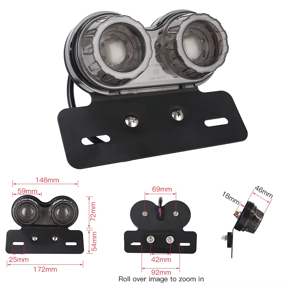 12V Universal Motorcycle Signal Lights Twin Dual Motorbike Taillight Rear Lamp LED Integrated Tail Light Twin Light License Plat