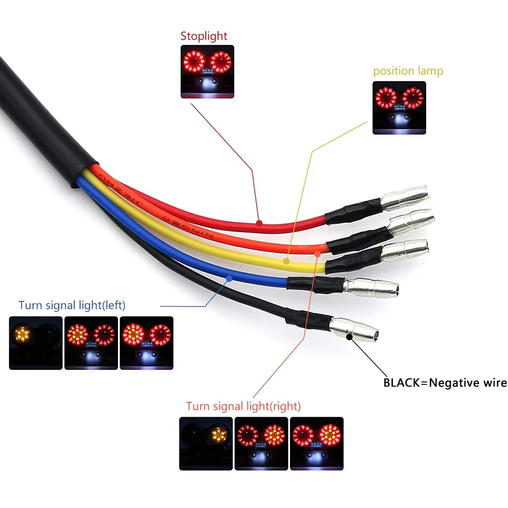 12V Universal Motorcycle Signal Lights Twin Dual Motorbike Taillight Rear Lamp LED Integrated Tail Light Twin Light License Plat