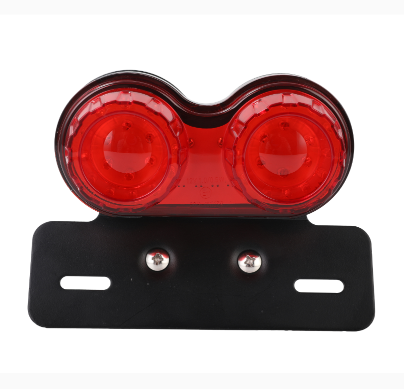 12V Universal Motorcycle Signal Lights Twin Dual Motorbike Taillight Rear Lamp LED Integrated Tail Light Twin Light License Plat