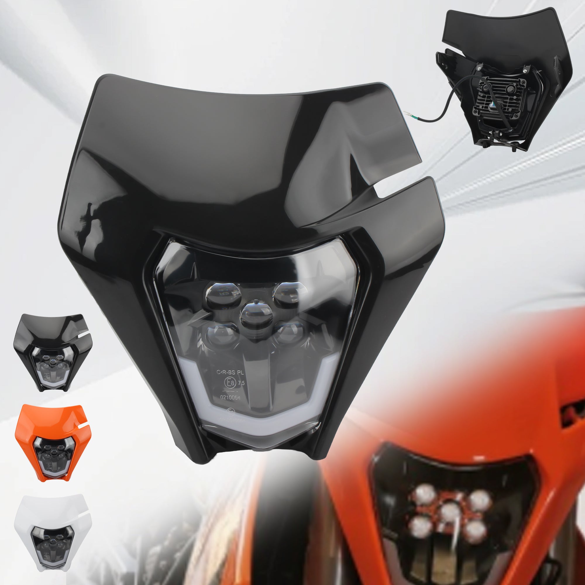 For KTM EXC XC SX MX XC 125 250 300 450 Motorcycle Dirt Bike LED Headlight Plate Enduro 2014 2015 2016-2023 Supermoto Headlamp