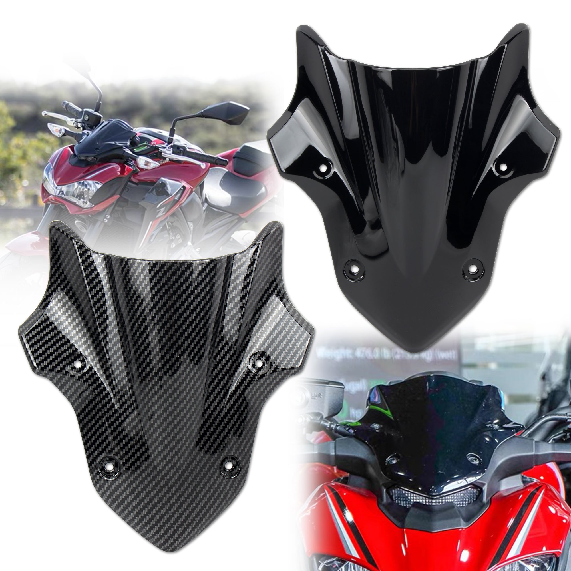 2017-2019 for Kawasaki Z900 Motorcycle Windshield Windscreen Wind Deflector Motobike Parts Black ABS Plastic Spoiler