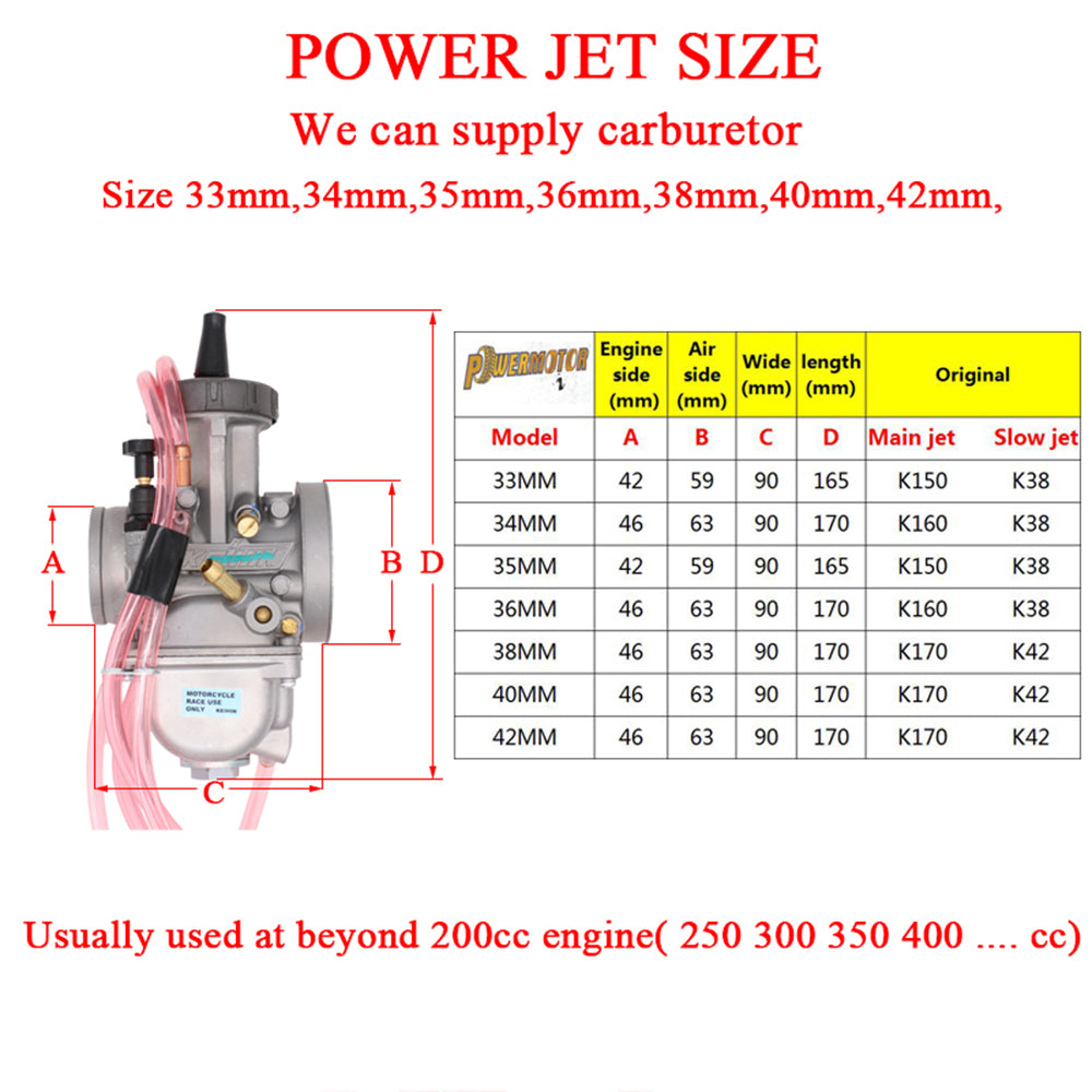 Universal 33 34 35 36 38 40 42mm PWK Motorcycle Carburetor Carb for  Racing Parts With Power Jet Dirt Bike ATV Off-Road