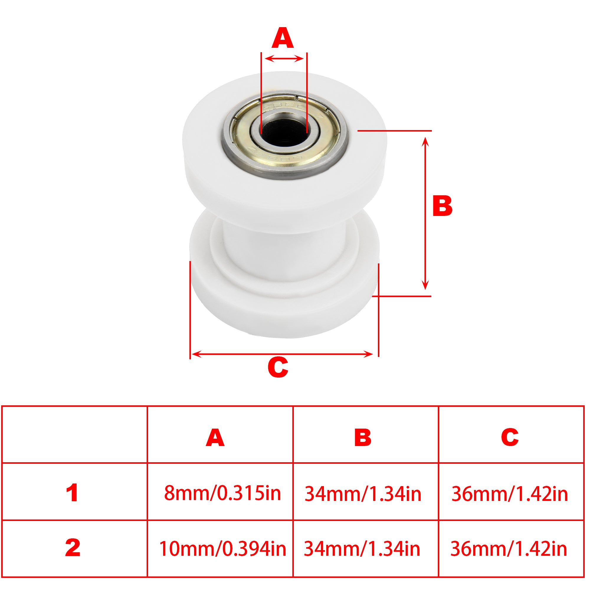 PowerMotor 8/10mm Wheel Tensioner Guide Drive Chain Roller Pulley 8/10 mm Off-road Motorcycle Pulley for ATV CRF CR XR