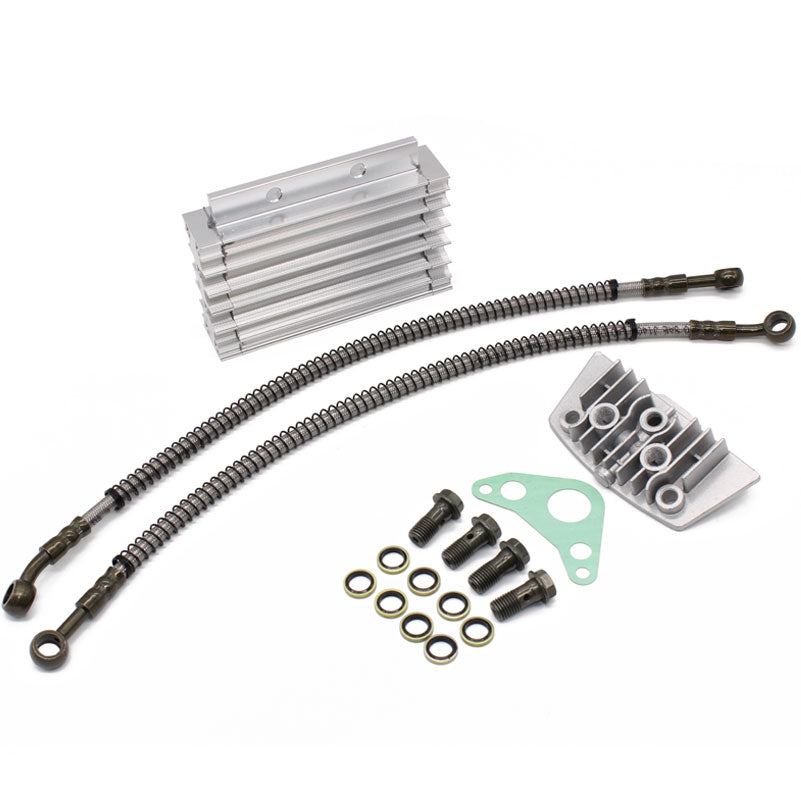 Motorcycle CNC Oil Cooler Kit Radiator Aluminium Adapter Engine Cylinder Cover Cooling for ATV Pit Dirt Bike Motocross 50CC-110c