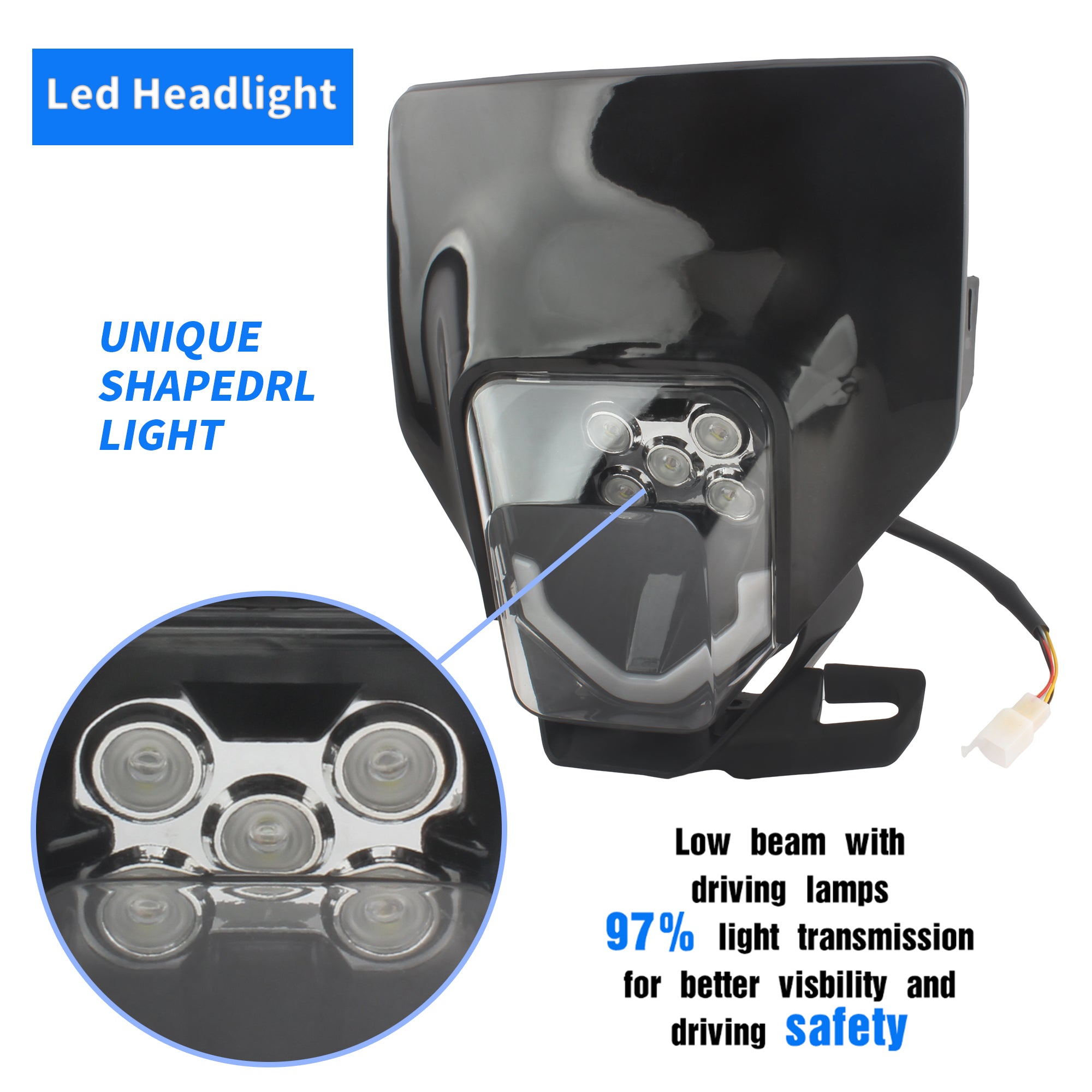 Motorcycle Headlight LED Headlamp for   TE 250 300 450 FC TE TX TC FX 125 150 Moto Head Lamp Light With Light Universal