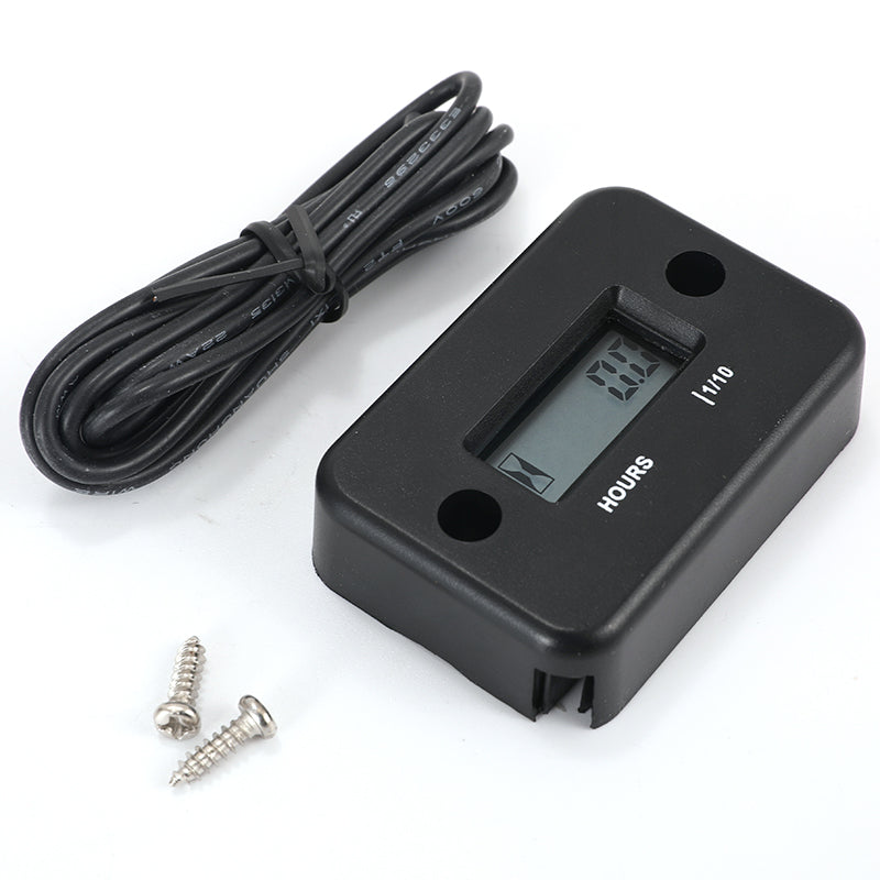Motorcycle Inductive Digital Hour Meter Waterproof Engine Gauge Hour Meter LCD Display for Bike Motorcycle ATV Boat Offroad