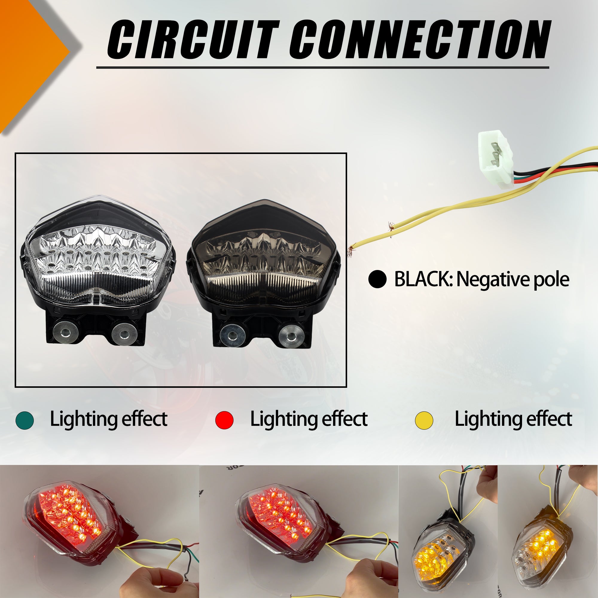 2008-2012 Motorcycle Red LED Rear Turn Signal Tail Stop Light Lamps Integrated Motorbike Brake Taillight for Kawasaki NINJA250