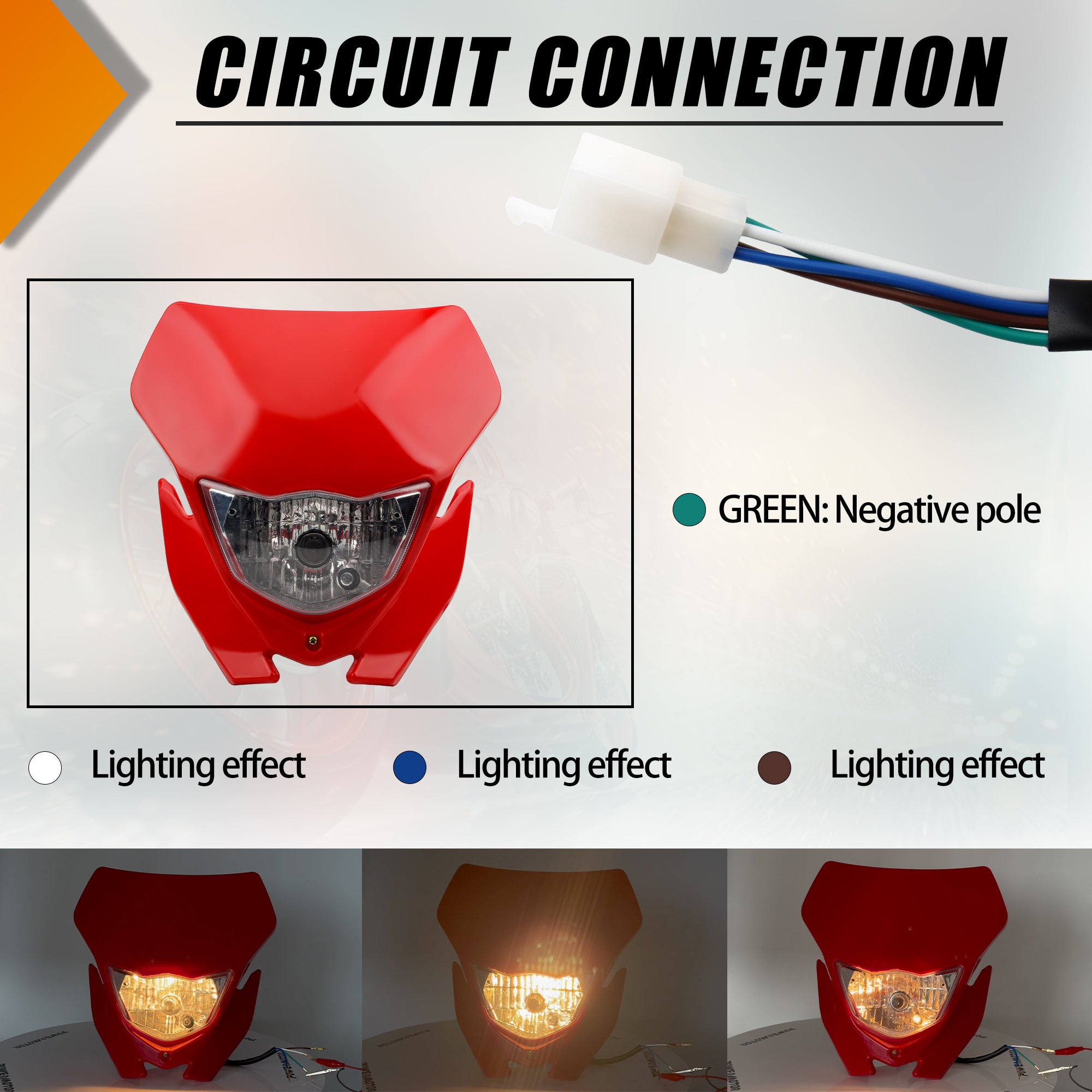 Universal Motorcycle Motocross Halogen Headlight Headlamp Plate for Kawasaki KLX 230 250 150 110R 230R Honda CRF 450 Enduro