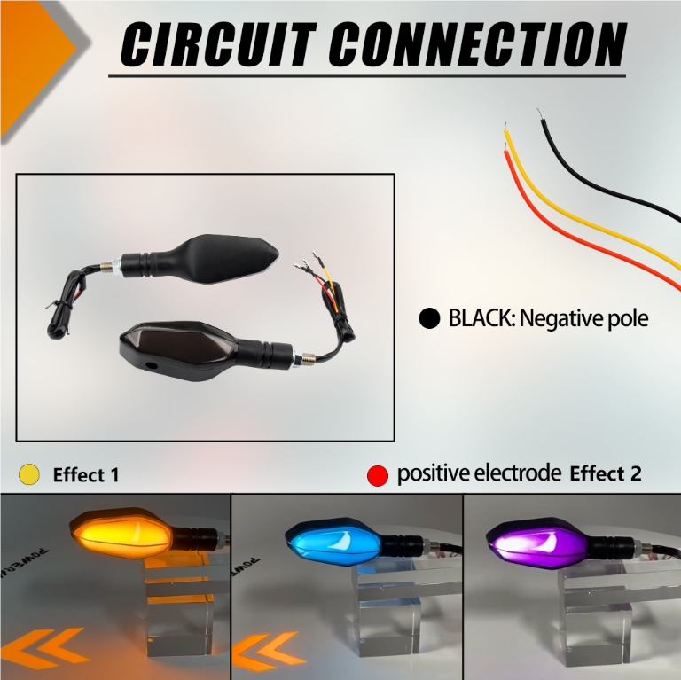 Universal Motocross LED Turn Signal Lamp Warning Light 2PCS Motorbike Motorcycle Projection Lamp Turning Flowing Flash Light