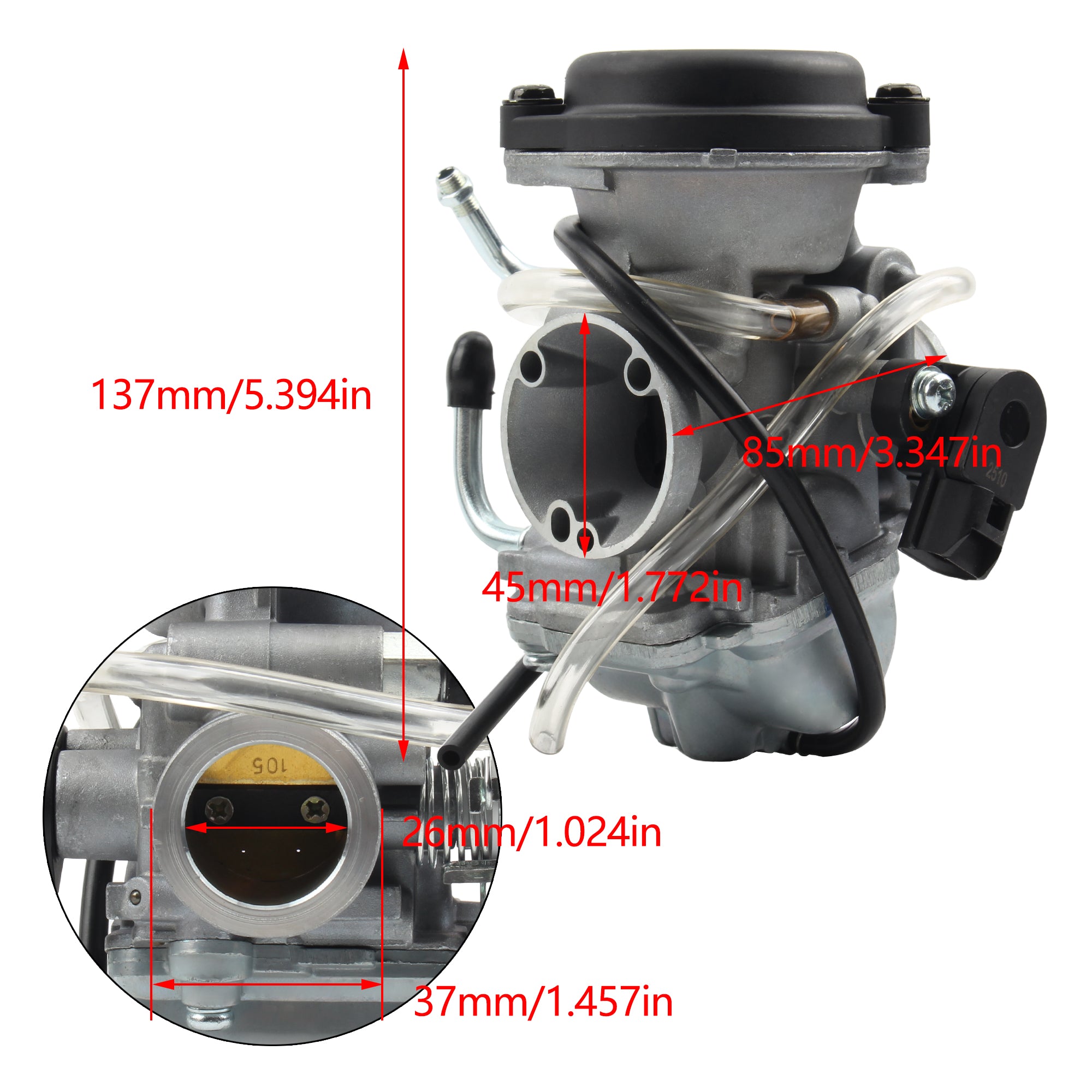 26mm Motorcycle Carburetor FZ16 Byson Fazer Fzs Bajaj Tvs Single Throttle Cable Carb 2 Stroke Gasoline Racing Moto Parts