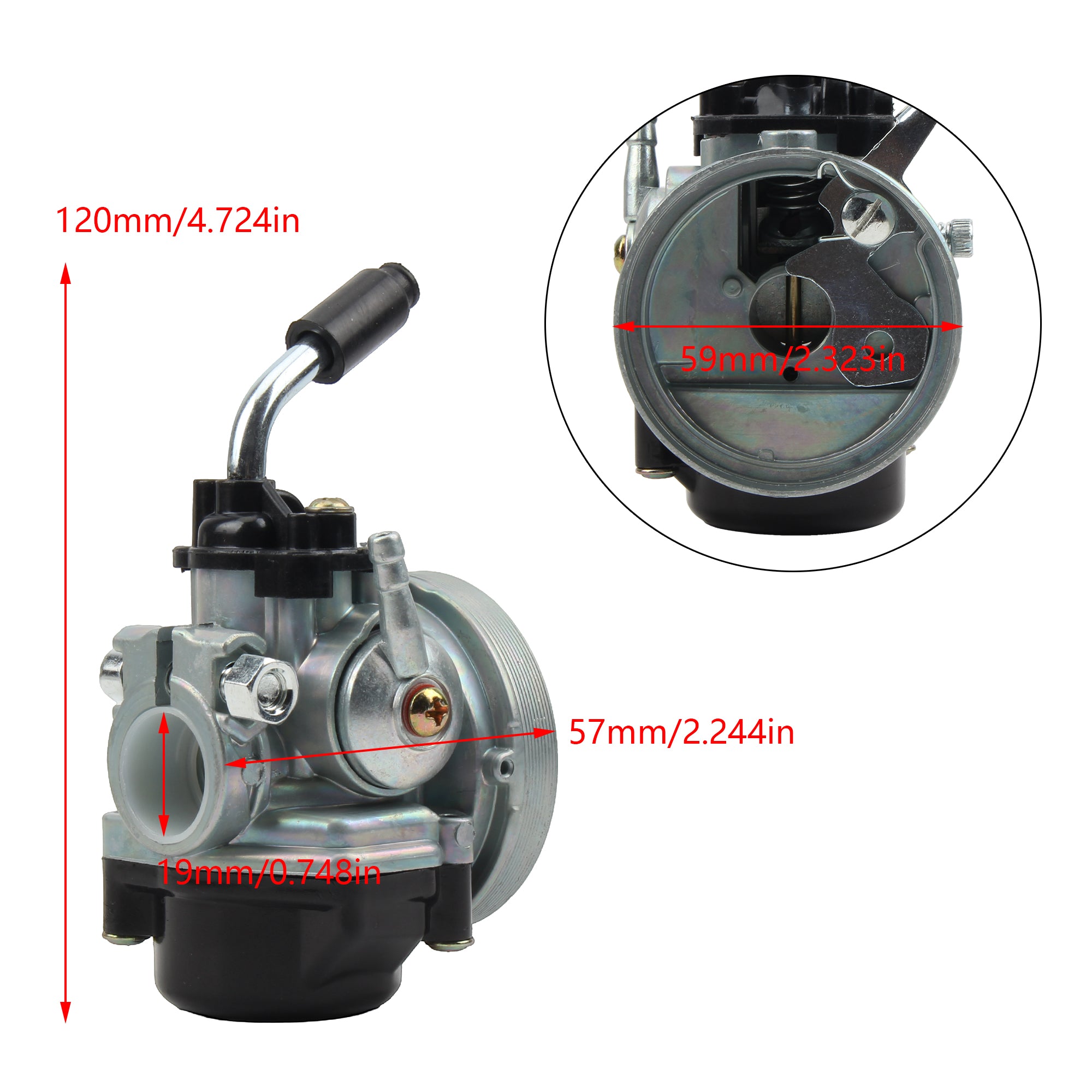 PowerMotor 14mm Carburetor 37cc Water Cooled Carburetor 43cc 47cc 49cc 2-Stroke Motorcycle Mini Pocket Bike Dirt Pit Bike ATV